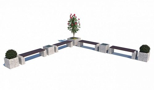 Комплект бетонная скамейка ЕВРО 1 и бетонные урны Каролина