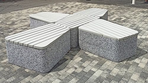 Комплекс бетонных уличных скамеек серии Uniun закрытые